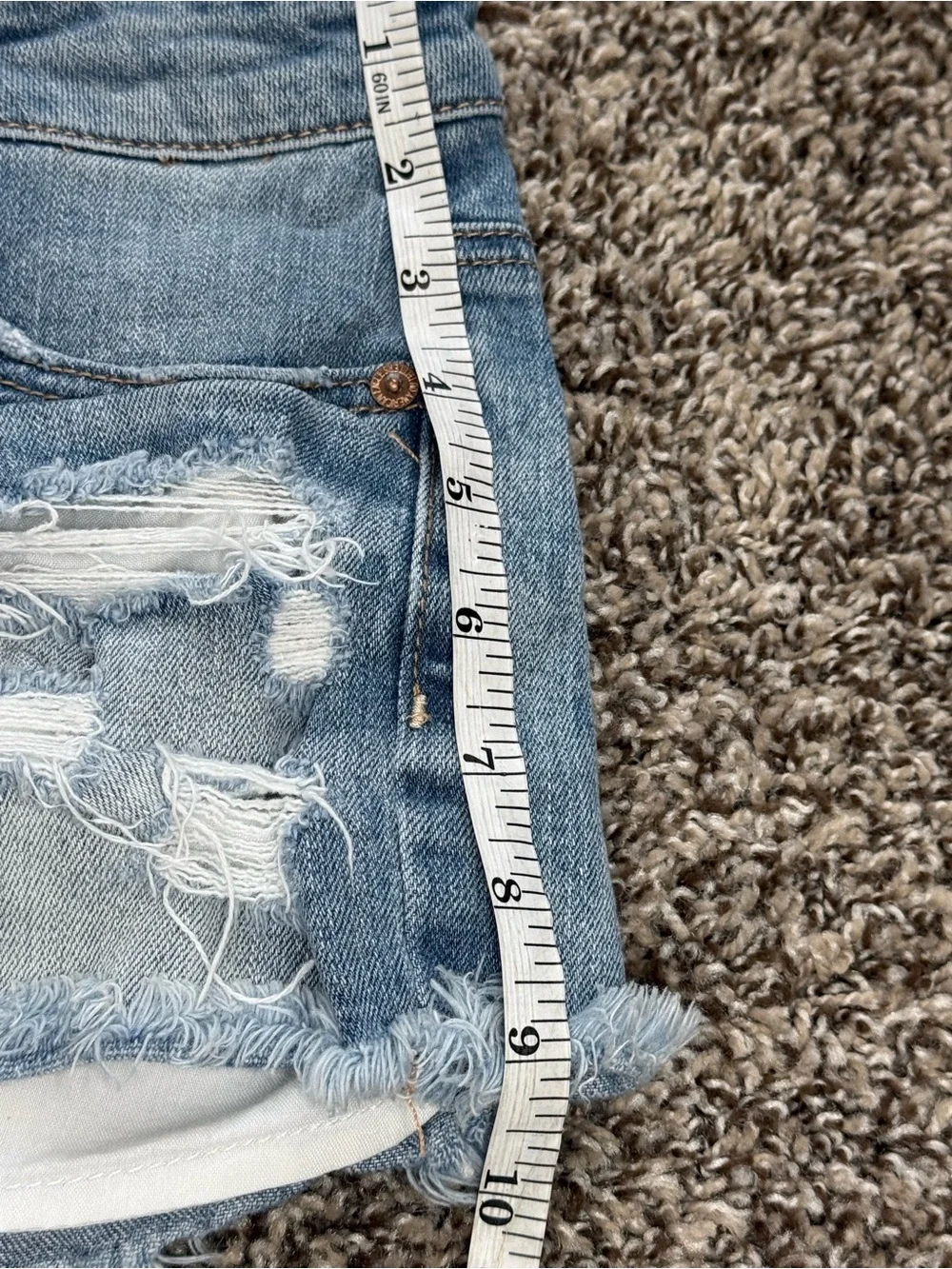 American Eagle Outfitters Women's Light Blue Distressed Denim Cutoff Shorts